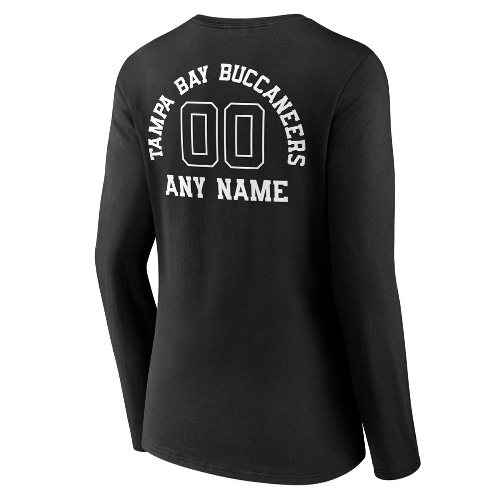 Tampa Bay Buccaneers Women's Personalized Name & Number Monochrome Long Sleeve V-Neck T-Shirt - Black - NFL