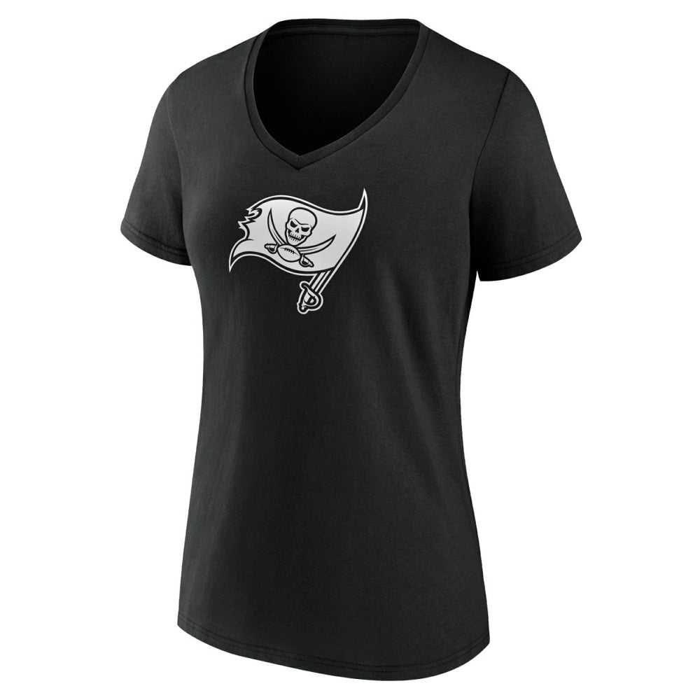 Tampa Bay Buccaneers Women's Personalized Name & Number Monochrome V-Neck T-Shirt - Black - NFL