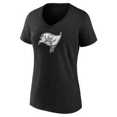 Tampa Bay Buccaneers Women's Personalized Name & Number Monochrome V-Neck T-Shirt - Black - NFL