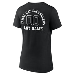 Tampa Bay Buccaneers Women's Personalized Name & Number Monochrome V-Neck T-Shirt - Black - NFL