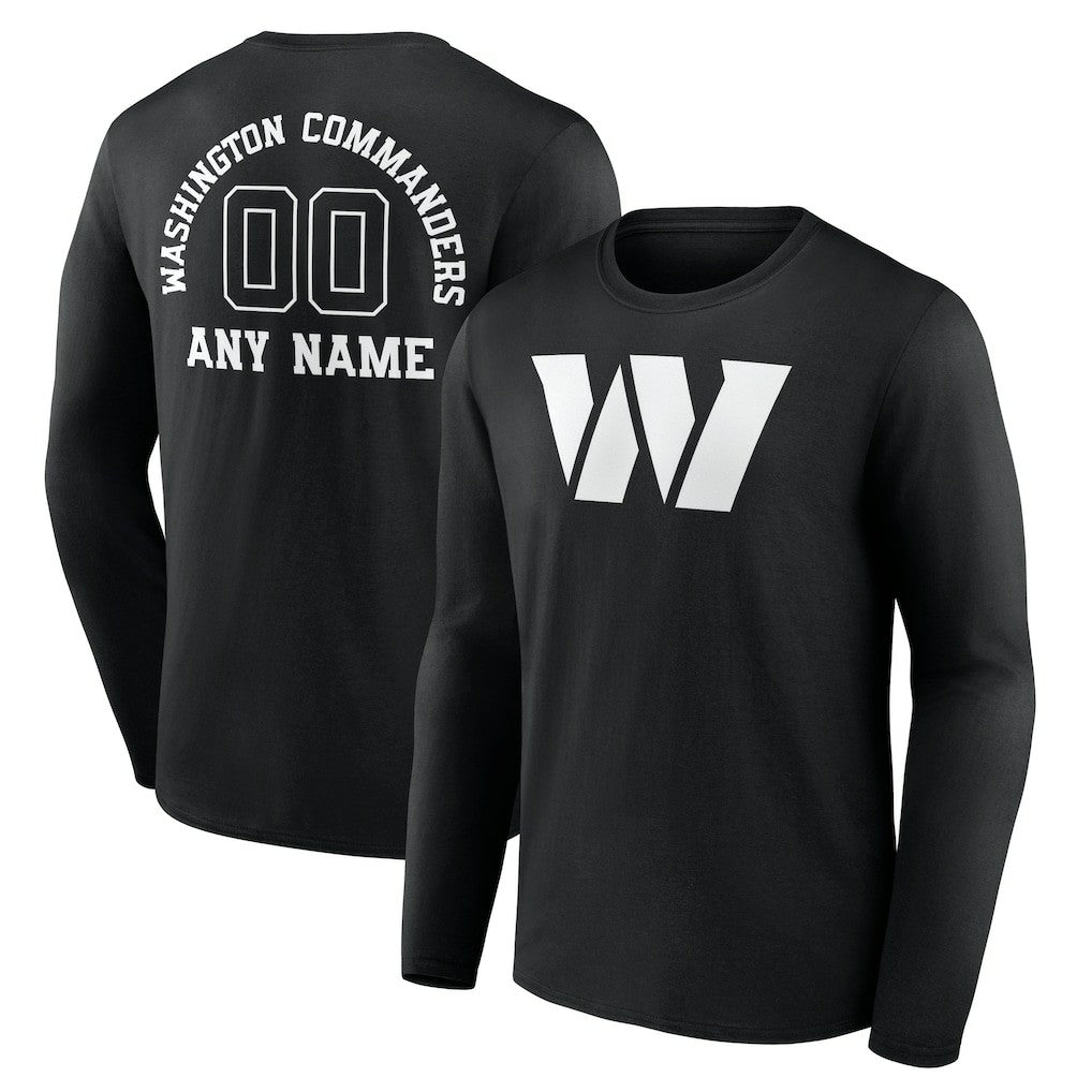 Washington Commanders Personalized Name & Number Monochrome Long Sleeve T-Shirt - Black - NFL