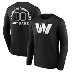 Washington Commanders Personalized Name & Number Monochrome Long Sleeve T-Shirt - Black - NFL