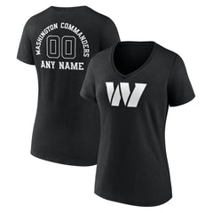 Washington Commanders Women's Personalized Name & Number Monochrome V-Neck T-Shirt - Black - NFL