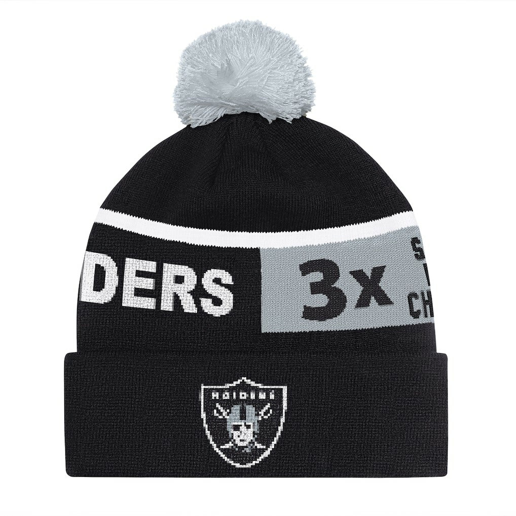 Las Vegas Raiders Starter Unisex Chyron Cuffed Knit Hat with Pom - Black - NFL