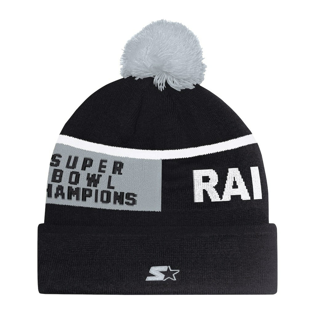 Las Vegas Raiders Starter Unisex Chyron Cuffed Knit Hat with Pom - Black - NFL