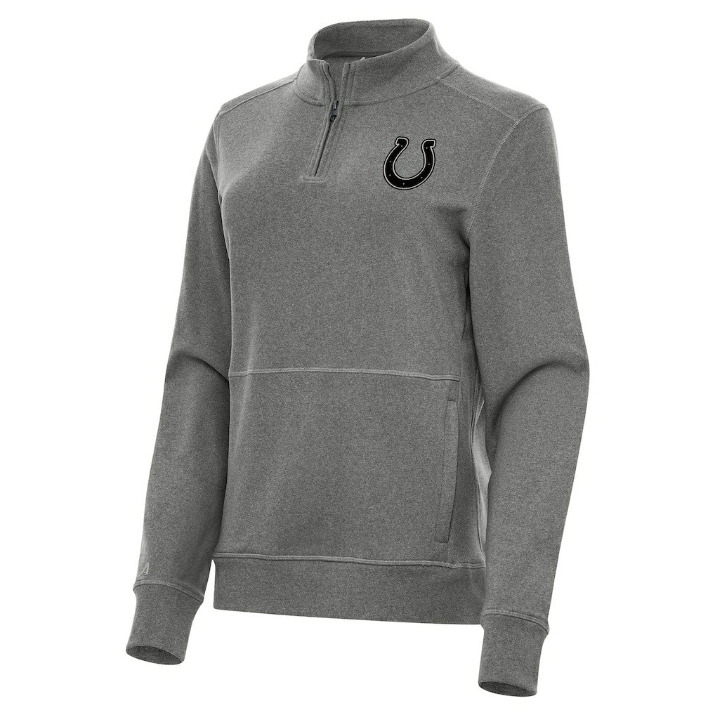 Indianapolis Colts Antigua Women's Crush Quarter-Zip Top - Heather Black - NFL