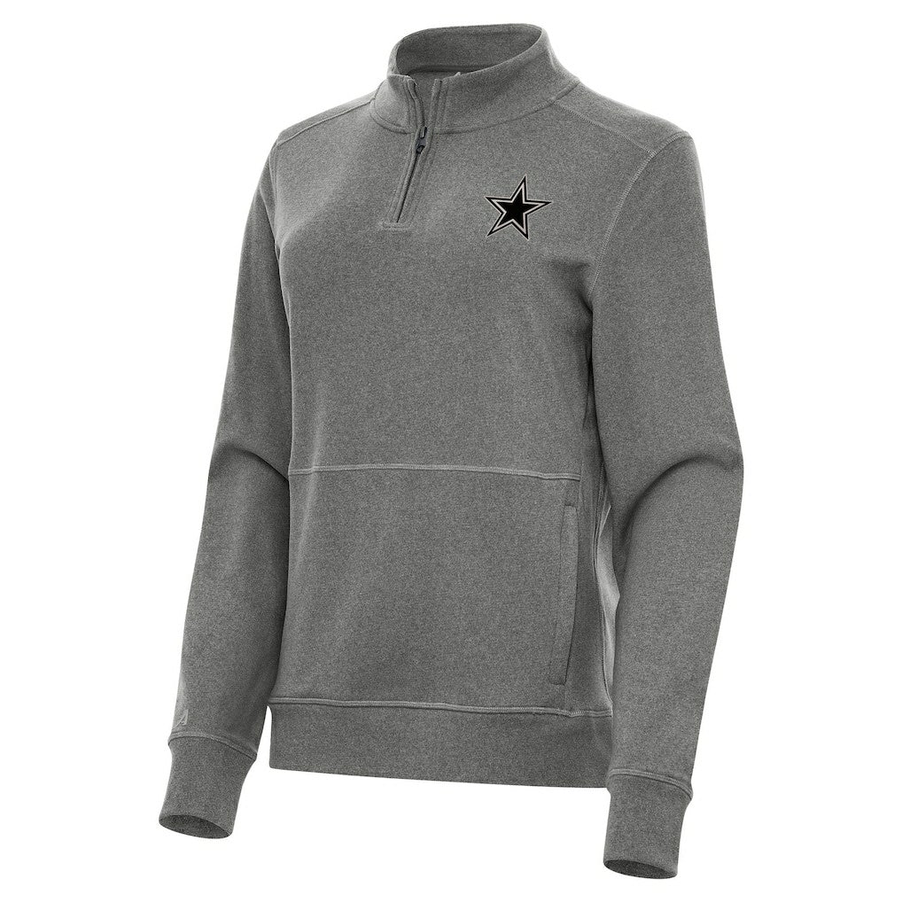 Dallas Cowboys Antigua Women's Crush Quarter-Zip Top - Heather Black - NFL