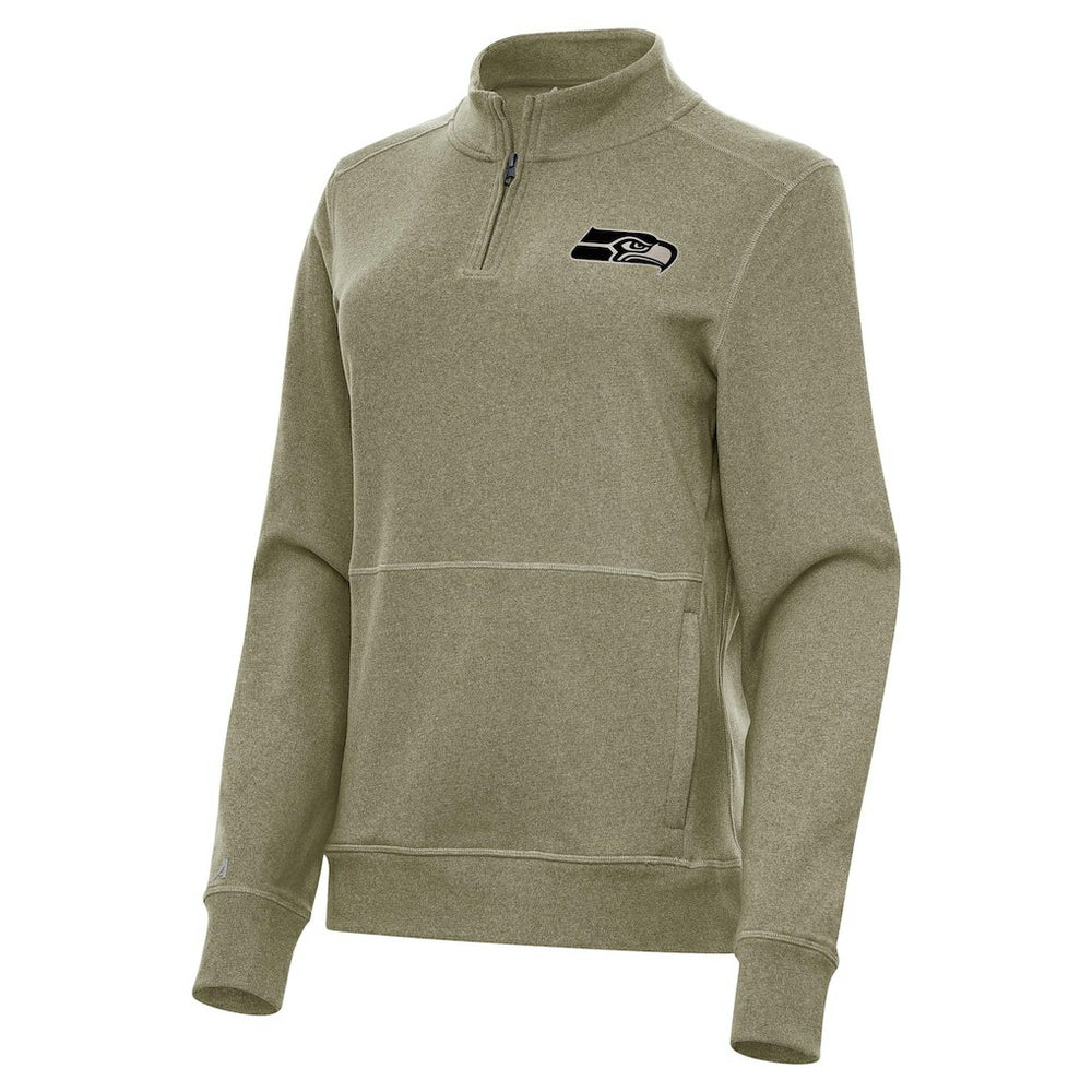 Seattle Seahawks Antigua Women's Crush Quarter-Zip Top - Olive - NFL