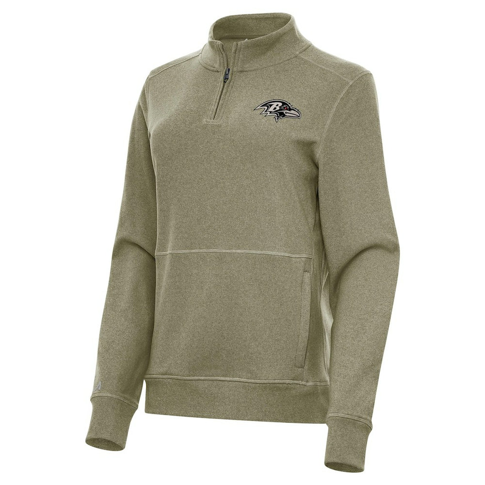 Baltimore Ravens Antigua Women's Crush Quarter-Zip Top - Olive - NFL