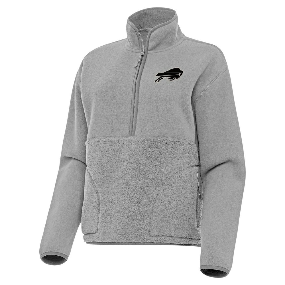 Buffalo Bills Antigua Women's Brushed Carbon Figure Half-Zip Pullover Sweatshirt – Gray - NFL