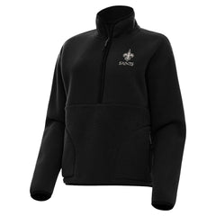 New Orleans Saints Antigua Women's Brushed Carbon Figure Half-Zip Pullover Sweatshirt – Black - NFL