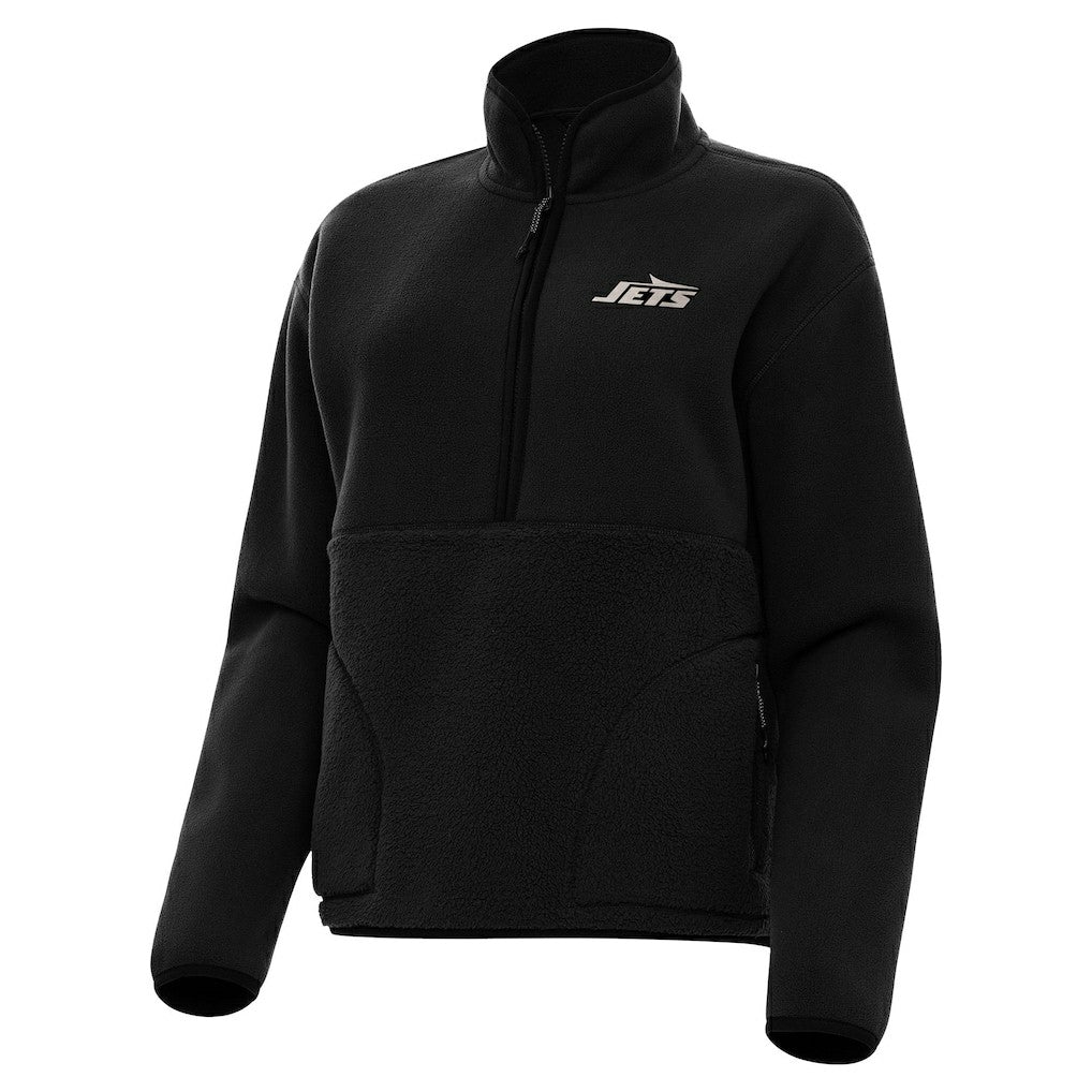 New York Jets Antigua Women's Brushed Carbon Figure Half-Zip Pullover Sweatshirt – Black - NFL