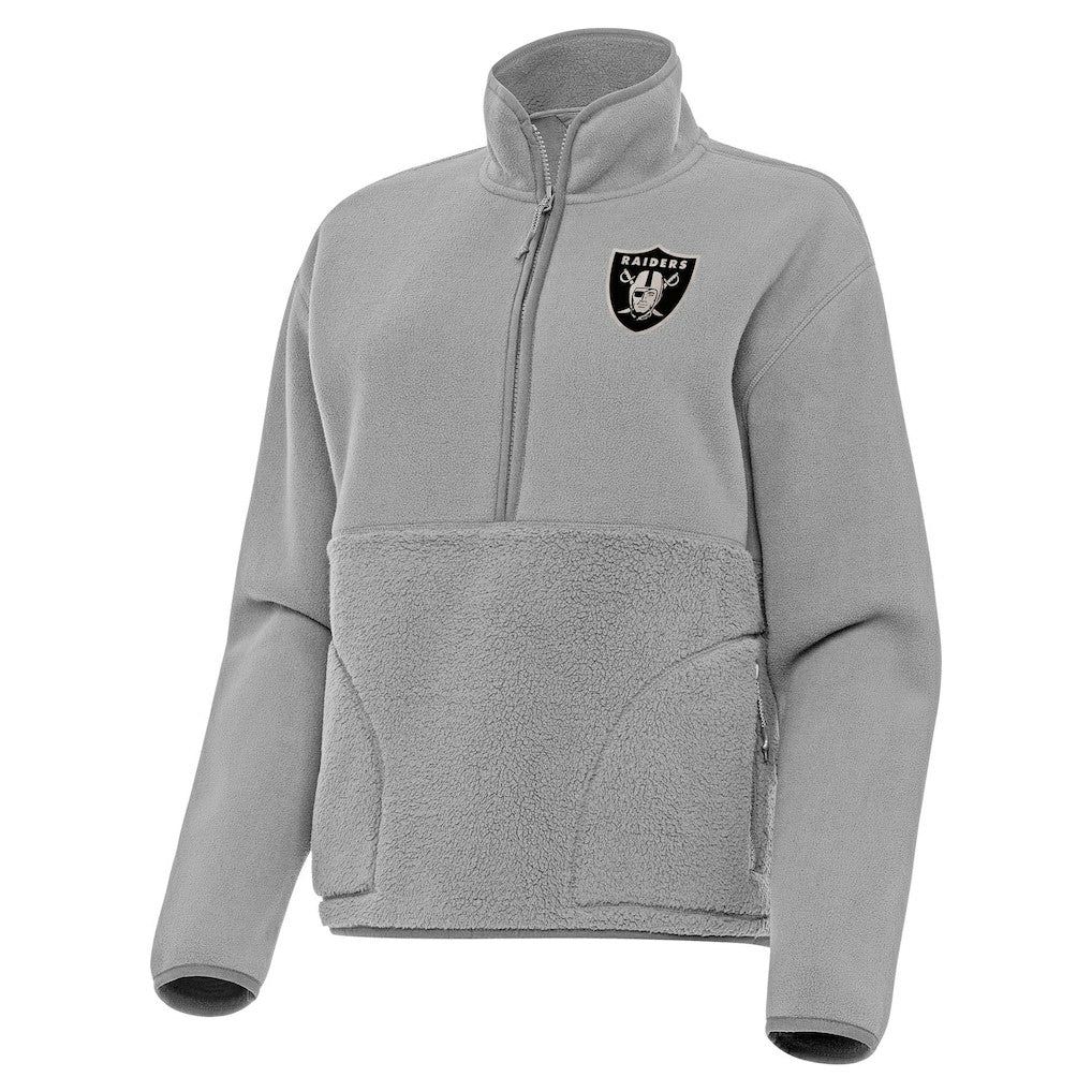 Las Vegas Raiders Antigua Women's Brushed Carbon Figure Half-Zip Pullover Sweatshirt – Gray - NFL