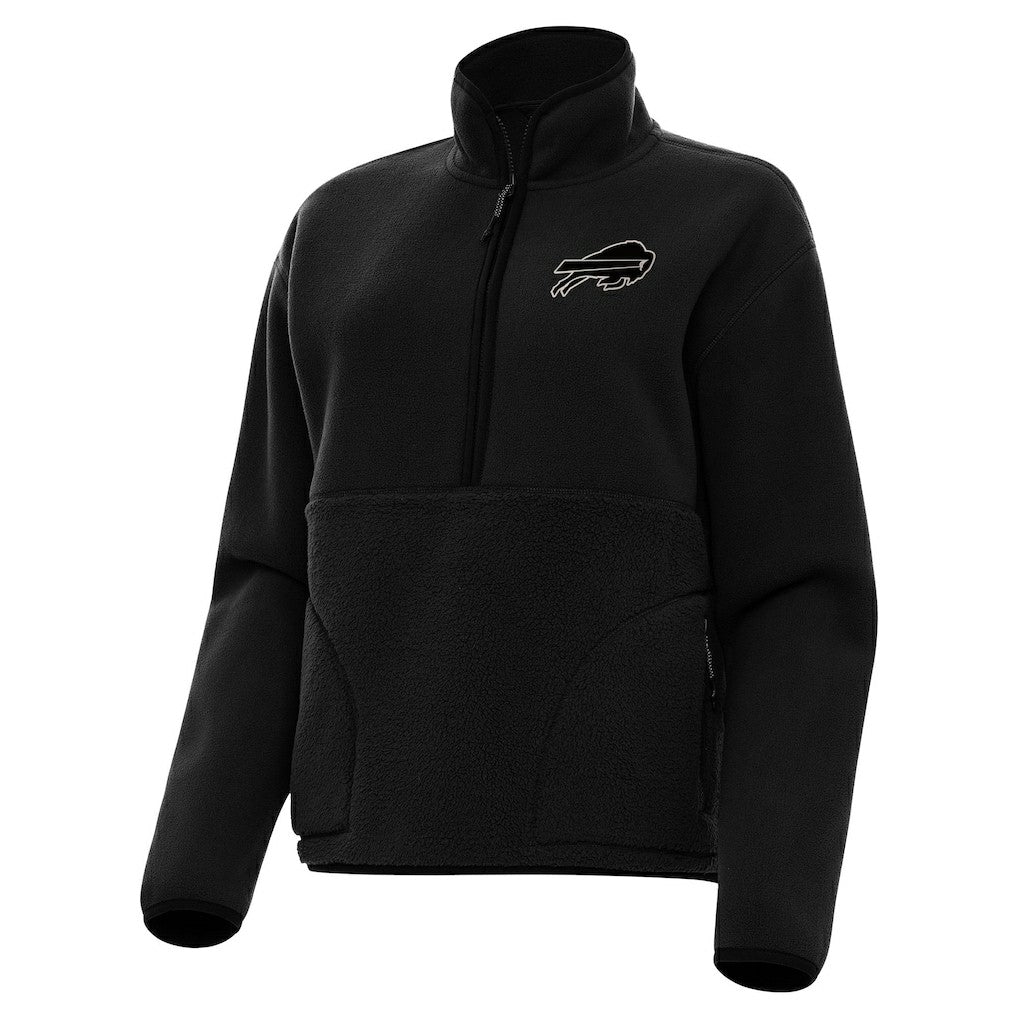 Buffalo Bills Antigua Women's Brushed Carbon Figure Half-Zip Pullover Sweatshirt – Black - NFL