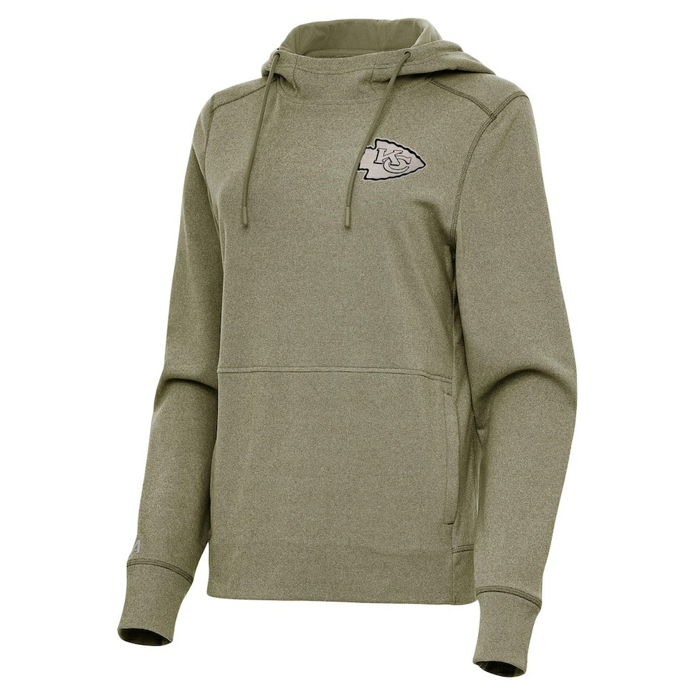 Kansas City Chiefs Antigua Women's Justice Pullover Hoodie - Olive - NFL