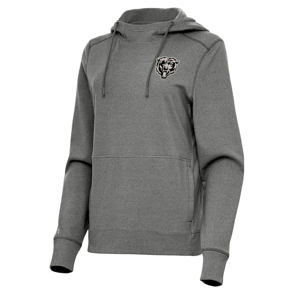 Chicago Bears Antigua Women's Justice Pullover Hoodie - Heather Black - NFL