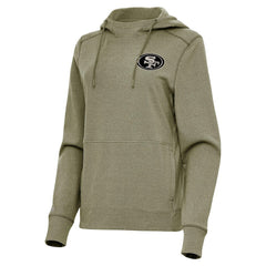San Francisco 49ers Antigua Women's Justice Pullover Hoodie - Olive - NFL