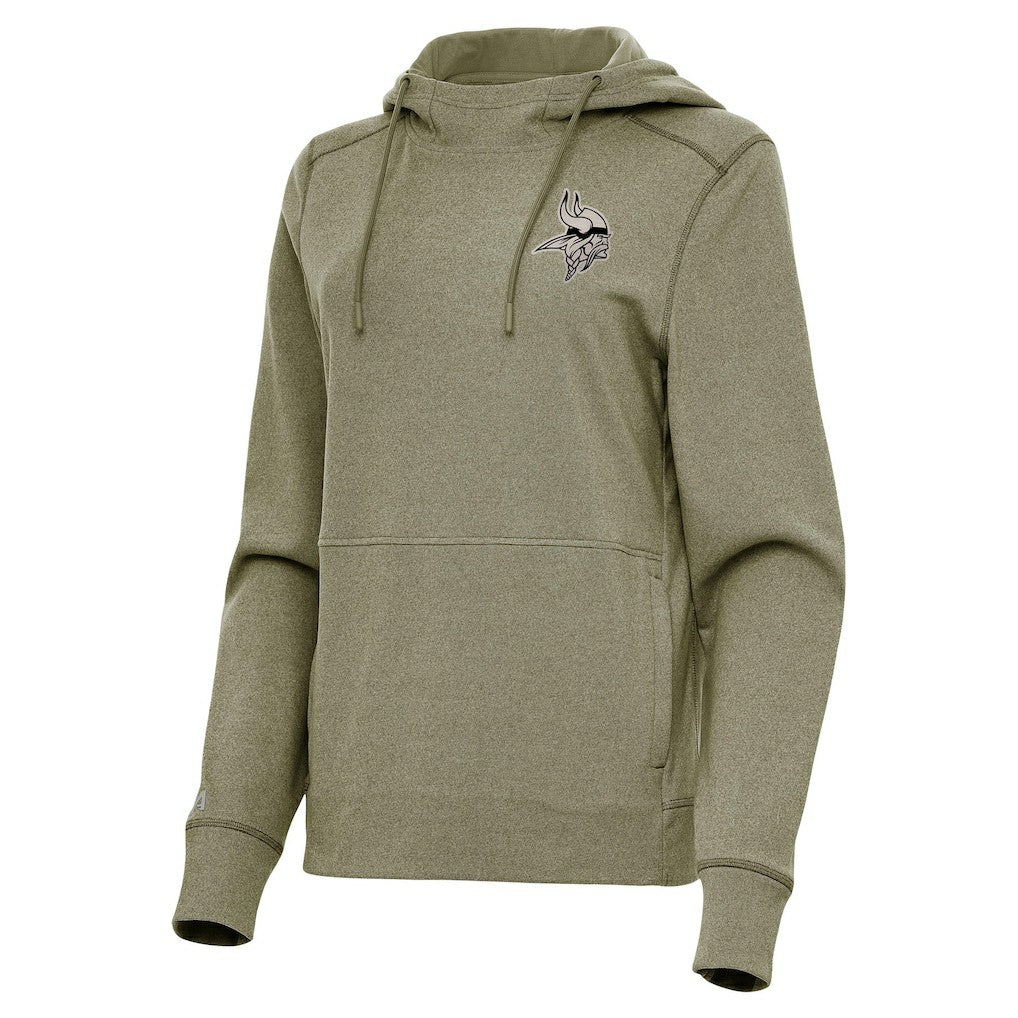 Minnesota Vikings Antigua Women's Justice Pullover Hoodie - Olive - NFL