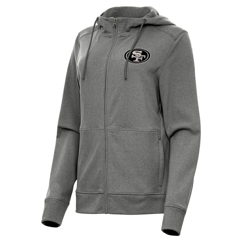 San Francisco 49ers Antigua Women's Seeker Full-Zip Hoodie Jacket - Heather Black - NFL