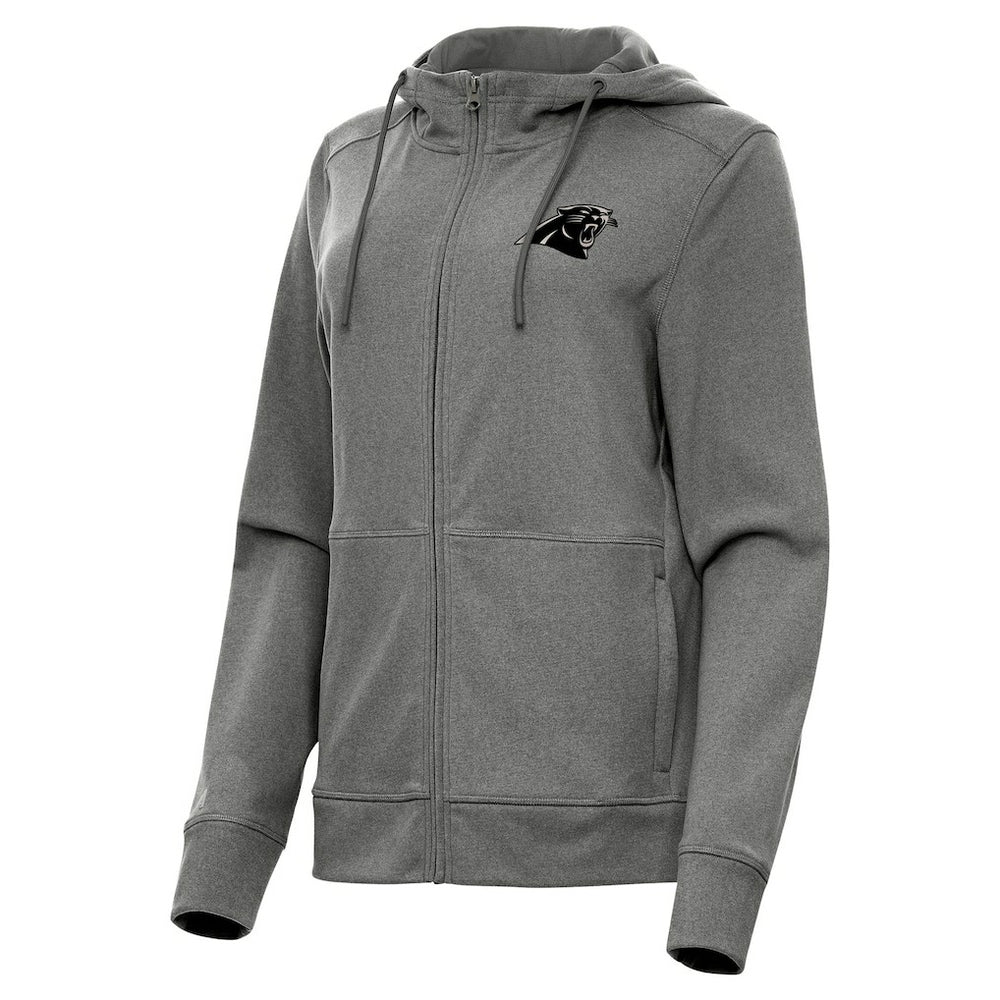 Carolina Panthers Antigua Women's Seeker Full-Zip Hoodie Jacket - Heather Black - NFL