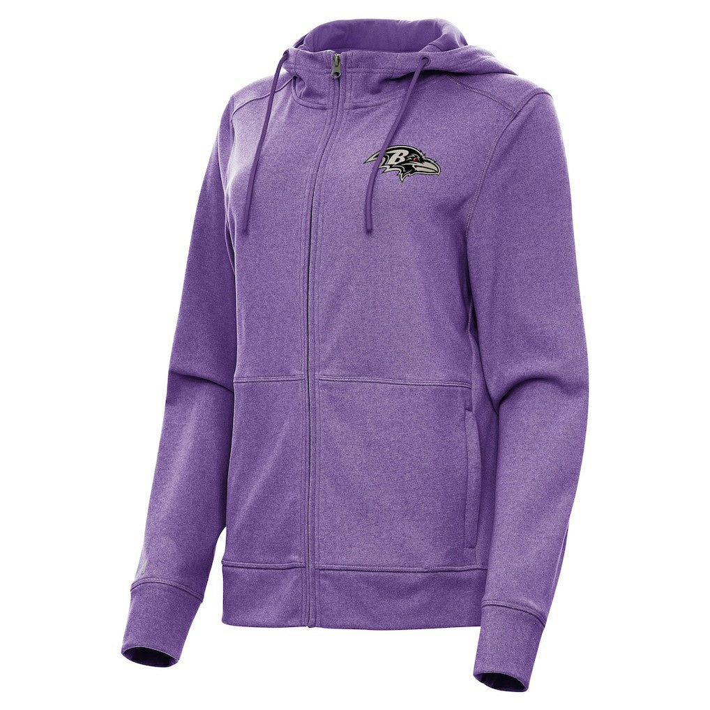 Baltimore Ravens Antigua Women's Seeker Full-Zip Hoodie Jacket - Heather Purple - NFL