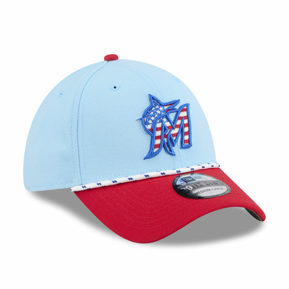 Miami Marlins New Era 2025 Fourth of July 39THIRTY Flex Hat Online