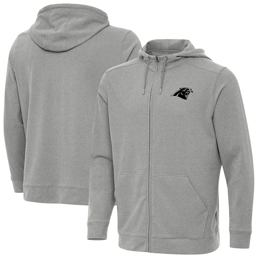Carolina Panthers Antigua Effortless Full-Zip Hoodie Jacket - Heather Gray - NFL