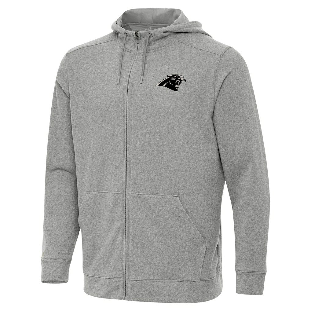 Carolina Panthers Antigua Effortless Full-Zip Hoodie Jacket - Heather Gray - NFL