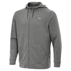 Denver Broncos Antigua Effortless Full-Zip Hoodie Jacket - Heather Black - NFL