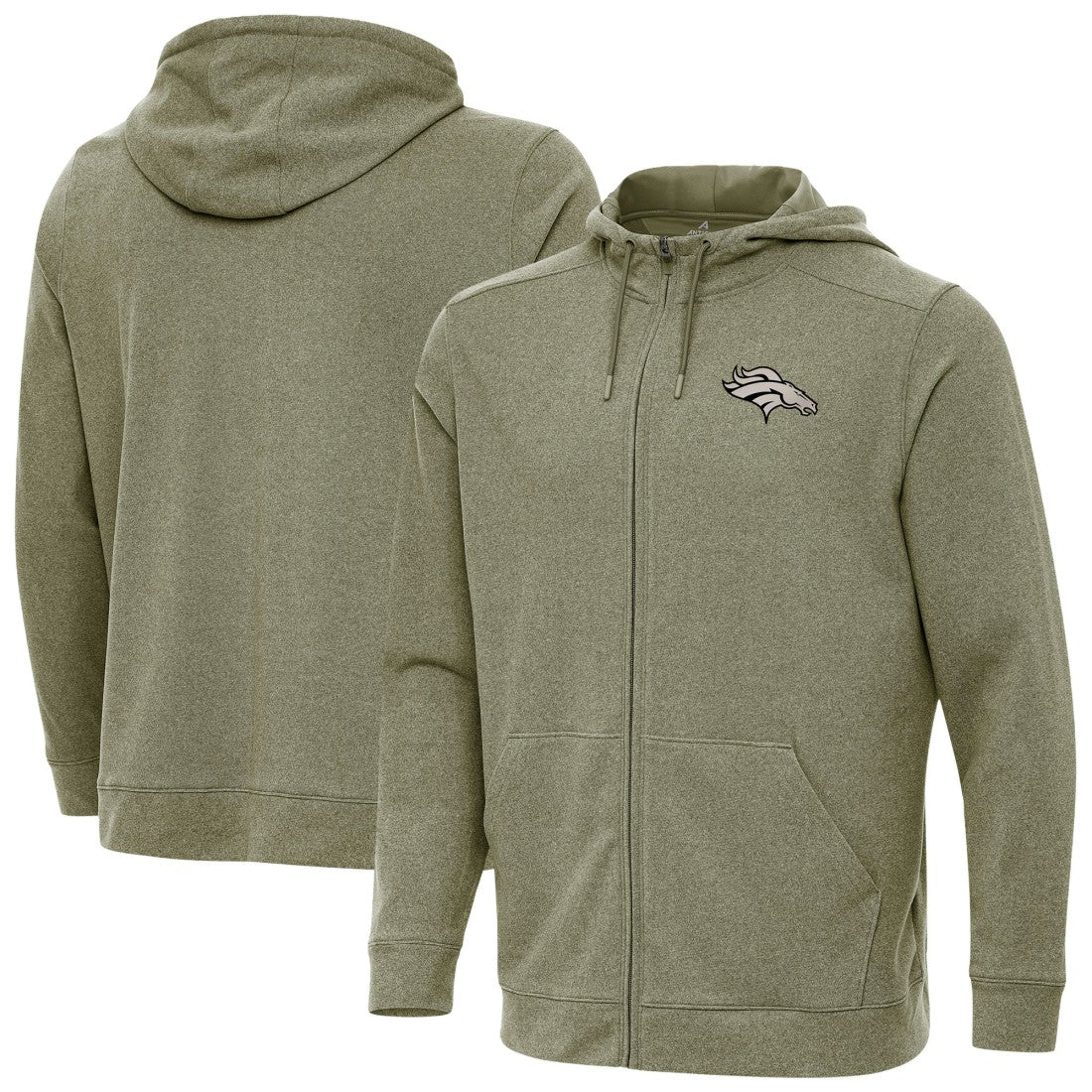 Denver Broncos Antigua Effortless Full-Zip Hoodie Jacket - Olive - NFL