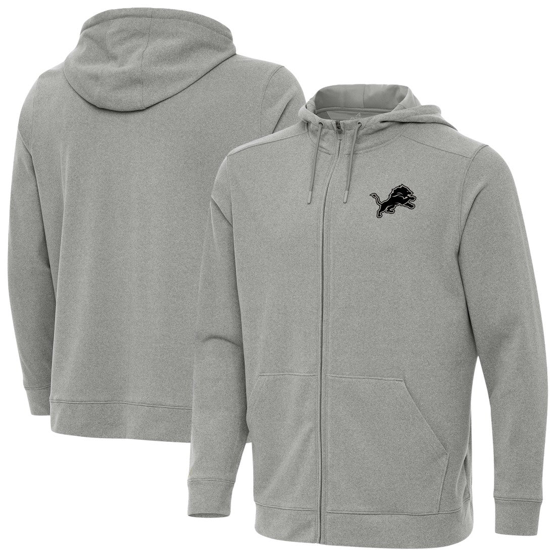 Detroit Lions Antigua Effortless Full-Zip Hoodie Jacket - Heather Gray - NFL