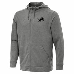 Detroit Lions Antigua Effortless Full-Zip Hoodie Jacket - Heather Black - NFL