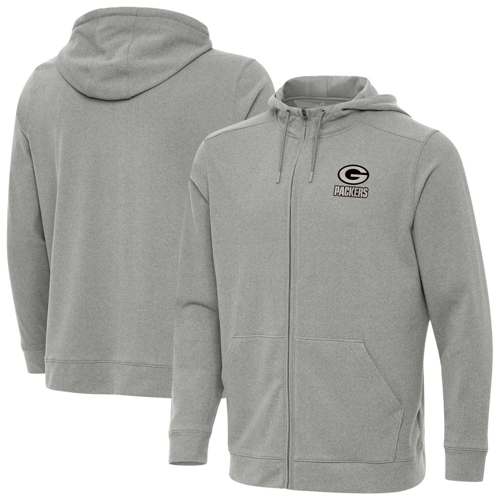 Green Bay Packers Antigua Effortless Full-Zip Hoodie Jacket - Heather Gray - NFL