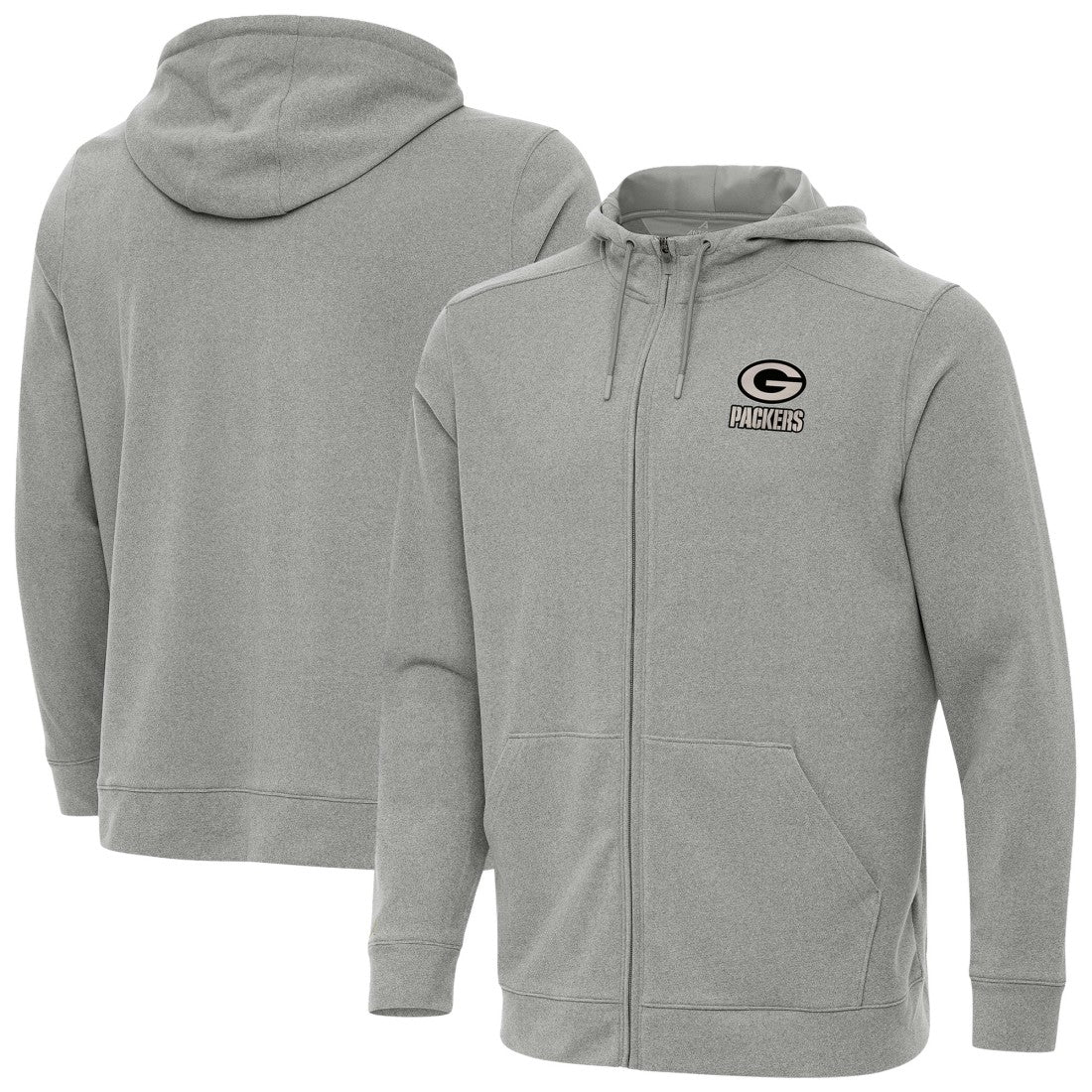 Green Bay Packers Antigua Effortless Full-Zip Hoodie Jacket - Heather Gray - NFL