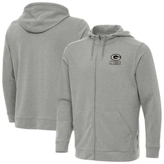 Green Bay Packers Antigua Effortless Full-Zip Hoodie Jacket - Heather Gray - NFL