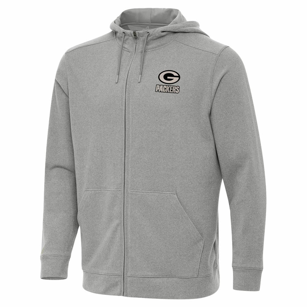 Green Bay Packers Antigua Effortless Full-Zip Hoodie Jacket - Heather Gray - NFL