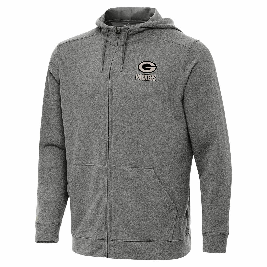 Green Bay Packers Antigua Effortless Full-Zip Hoodie Jacket - Heather Black - NFL