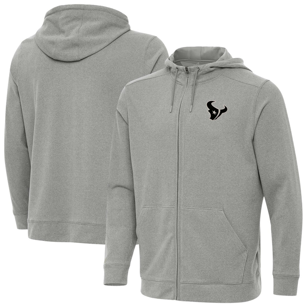 Houston Texans Antigua Effortless Full-Zip Hoodie Jacket - Heather Gray - NFL