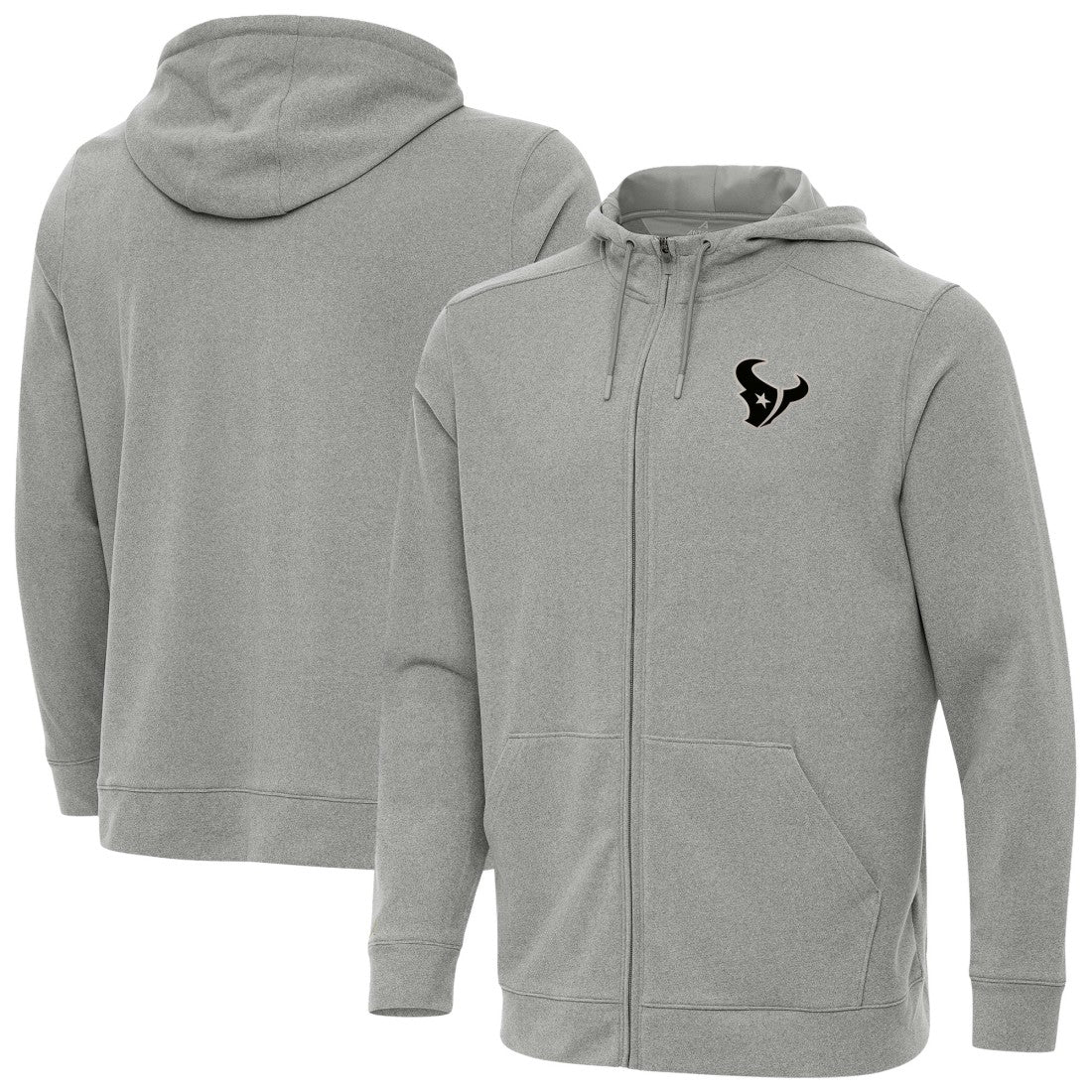 Houston Texans Antigua Effortless Full-Zip Hoodie Jacket - Heather Gray - NFL