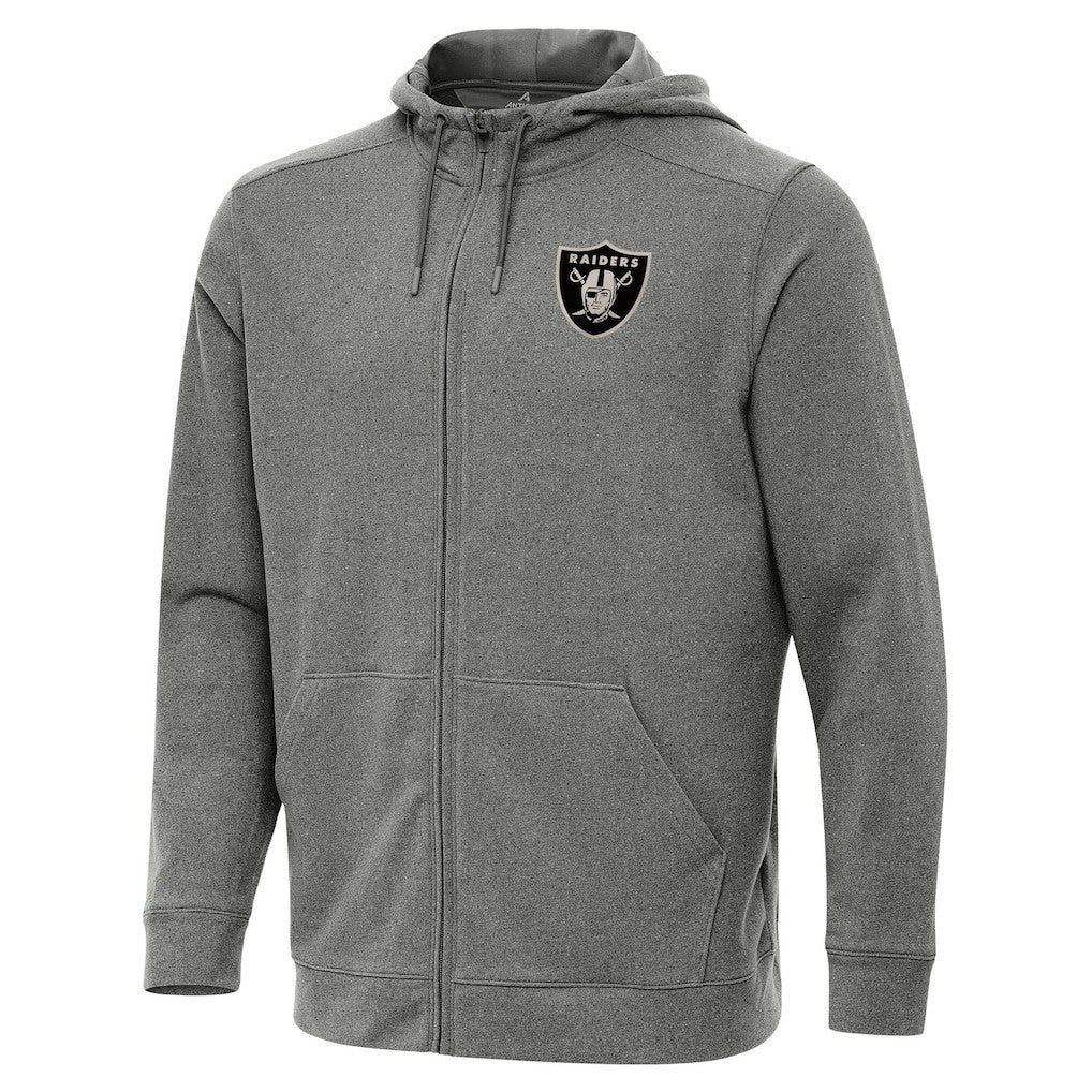 Las Vegas Raiders Antigua Effortless Full-Zip Hoodie Jacket - Heather Black - NFL