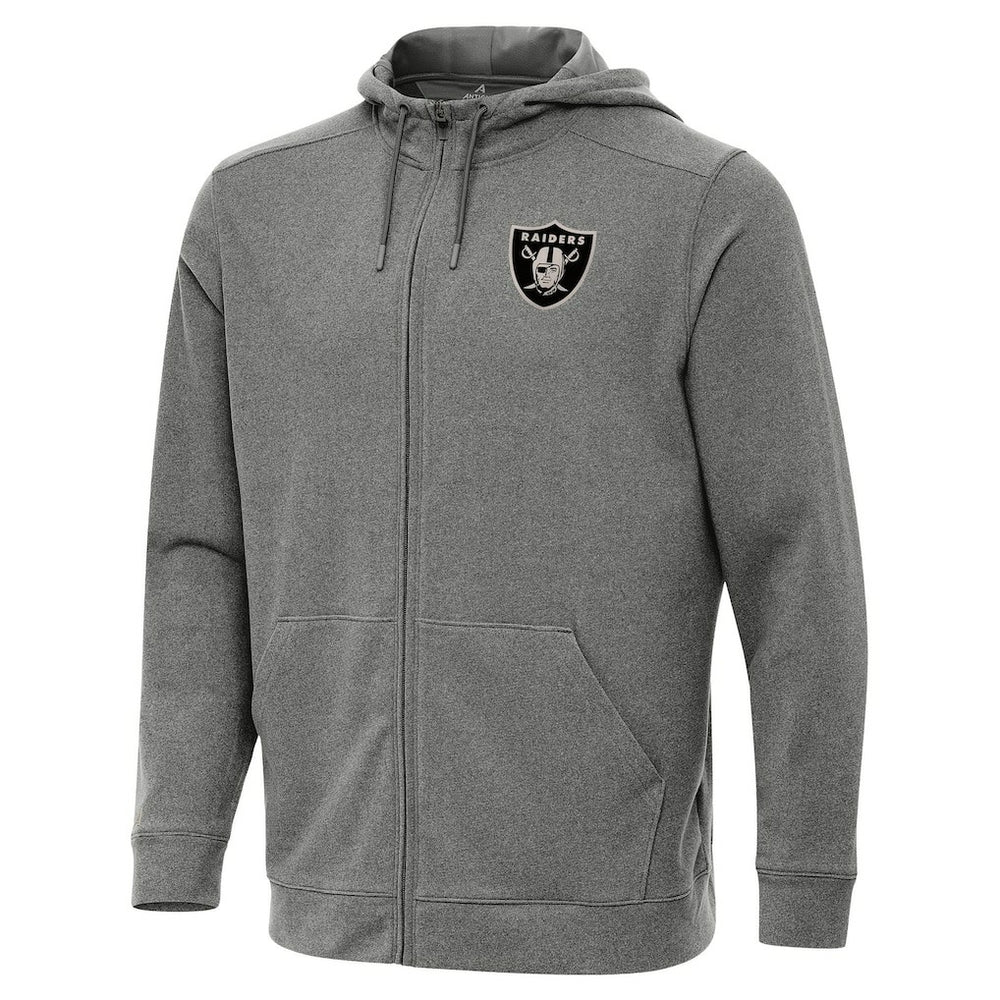 Las Vegas Raiders Antigua Effortless Full-Zip Hoodie Jacket - Heather Black - NFL
