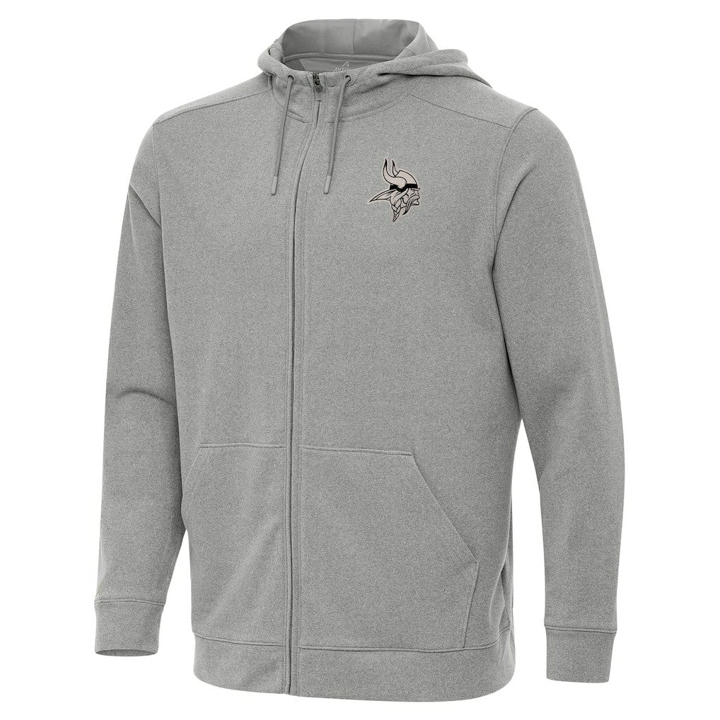 Minnesota Vikings Antigua Effortless Full-Zip Hoodie Jacket - Heather Gray - NFL