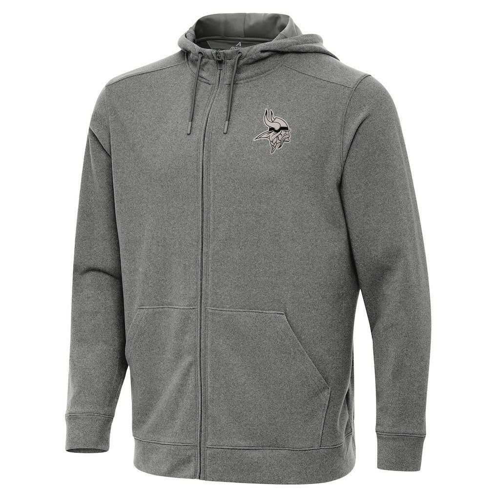 Minnesota Vikings Antigua Effortless Full-Zip Hoodie Jacket - Heather Black - NFL