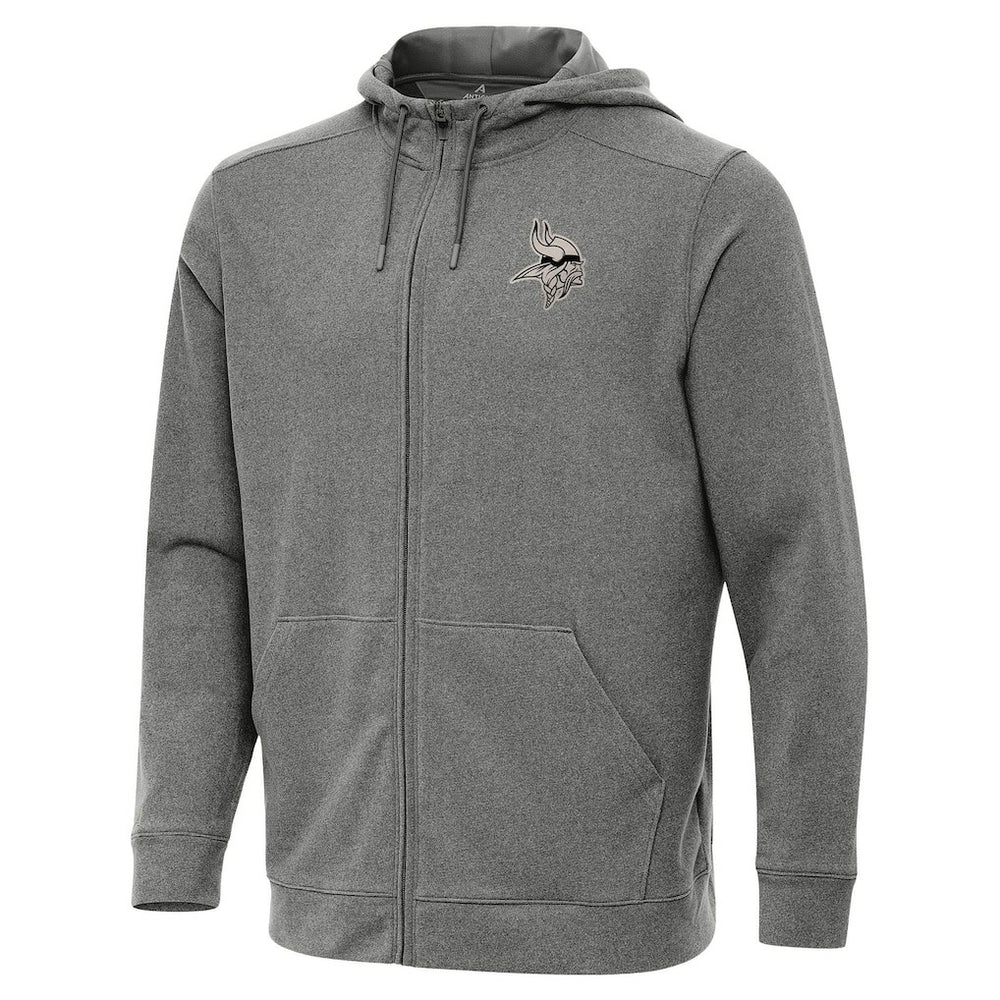 Minnesota Vikings Antigua Effortless Full-Zip Hoodie Jacket - Heather Black - NFL