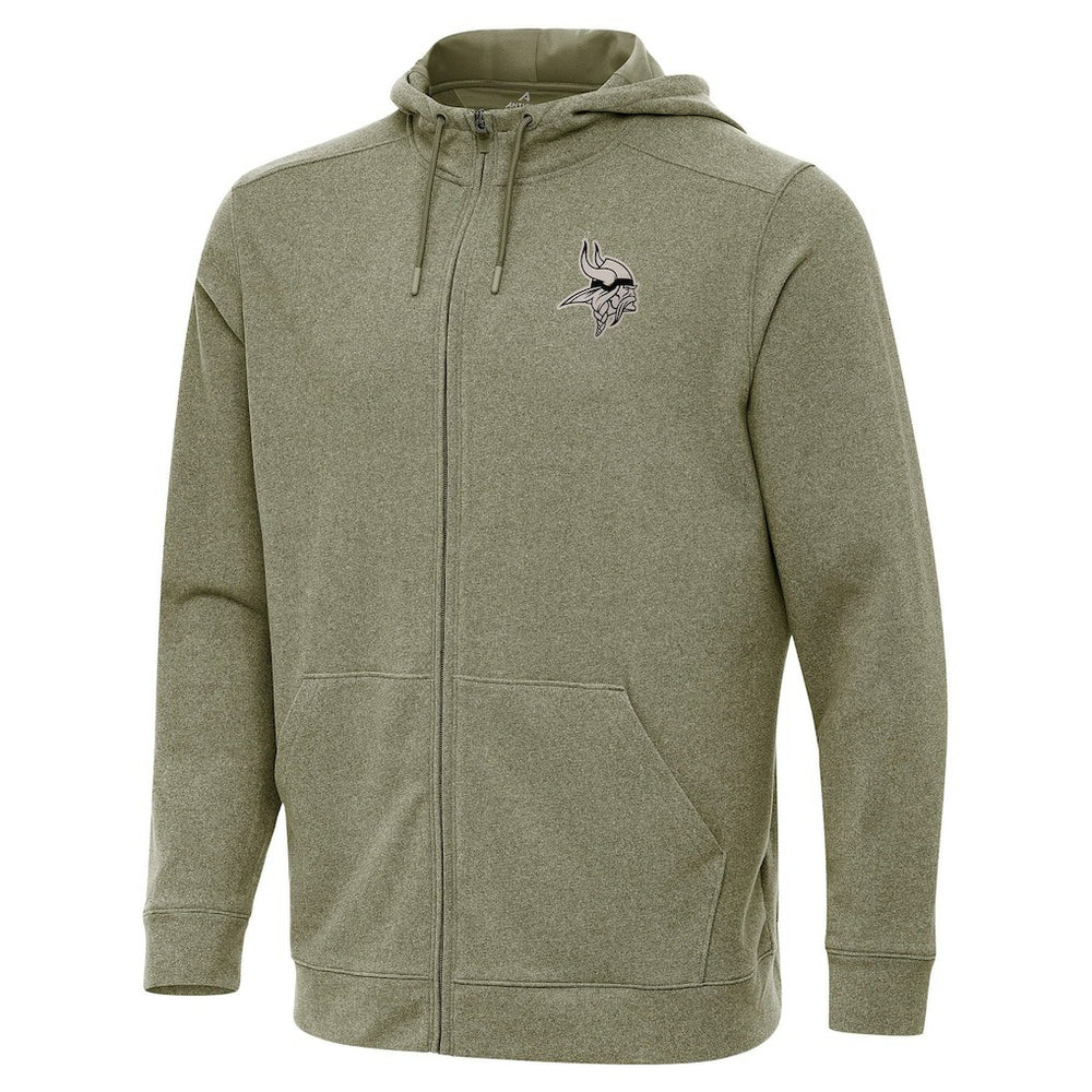 Minnesota Vikings Antigua Effortless Full-Zip Hoodie Jacket - Olive - NFL