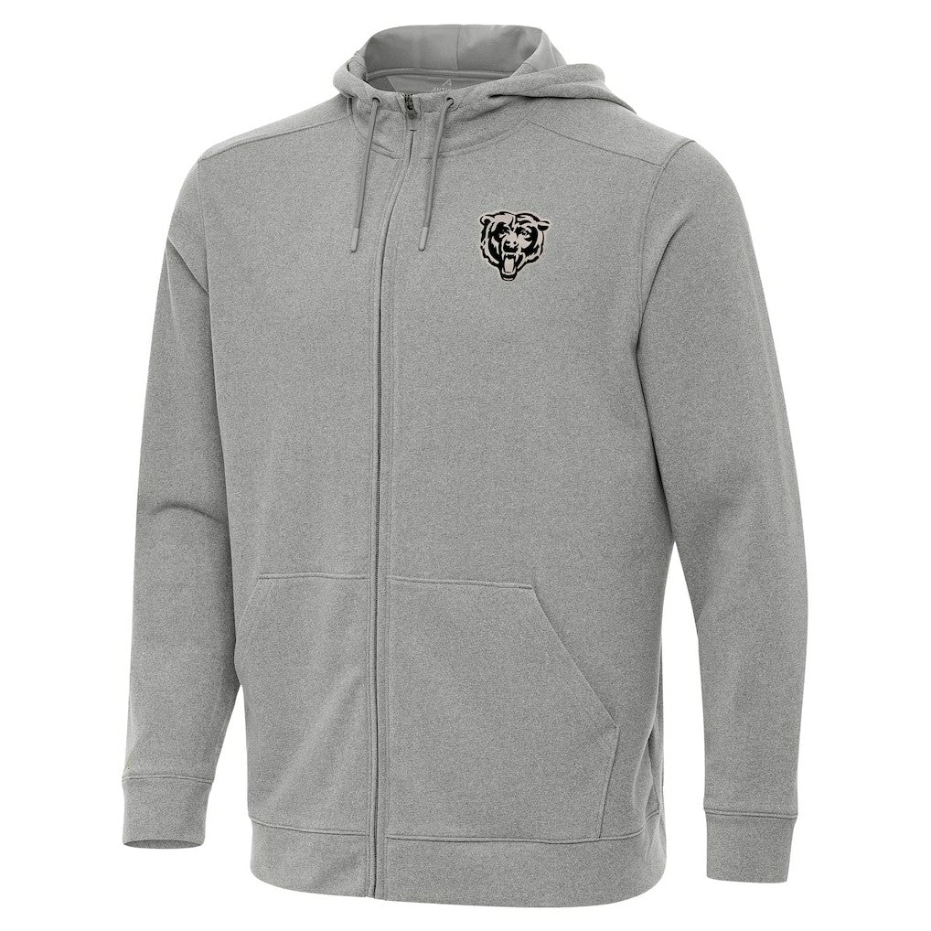 Chicago Bears Antigua Effortless Full-Zip Hoodie Jacket - Heather Gray - NFL