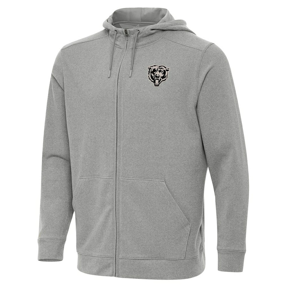 Chicago Bears Antigua Effortless Full-Zip Hoodie Jacket - Heather Gray - NFL