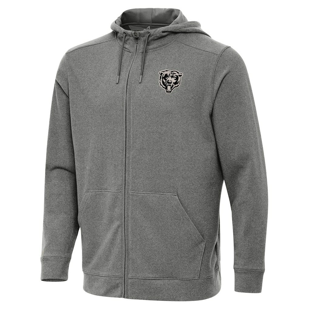 Chicago Bears Antigua Effortless Full-Zip Hoodie Jacket - Heather Black - NFL