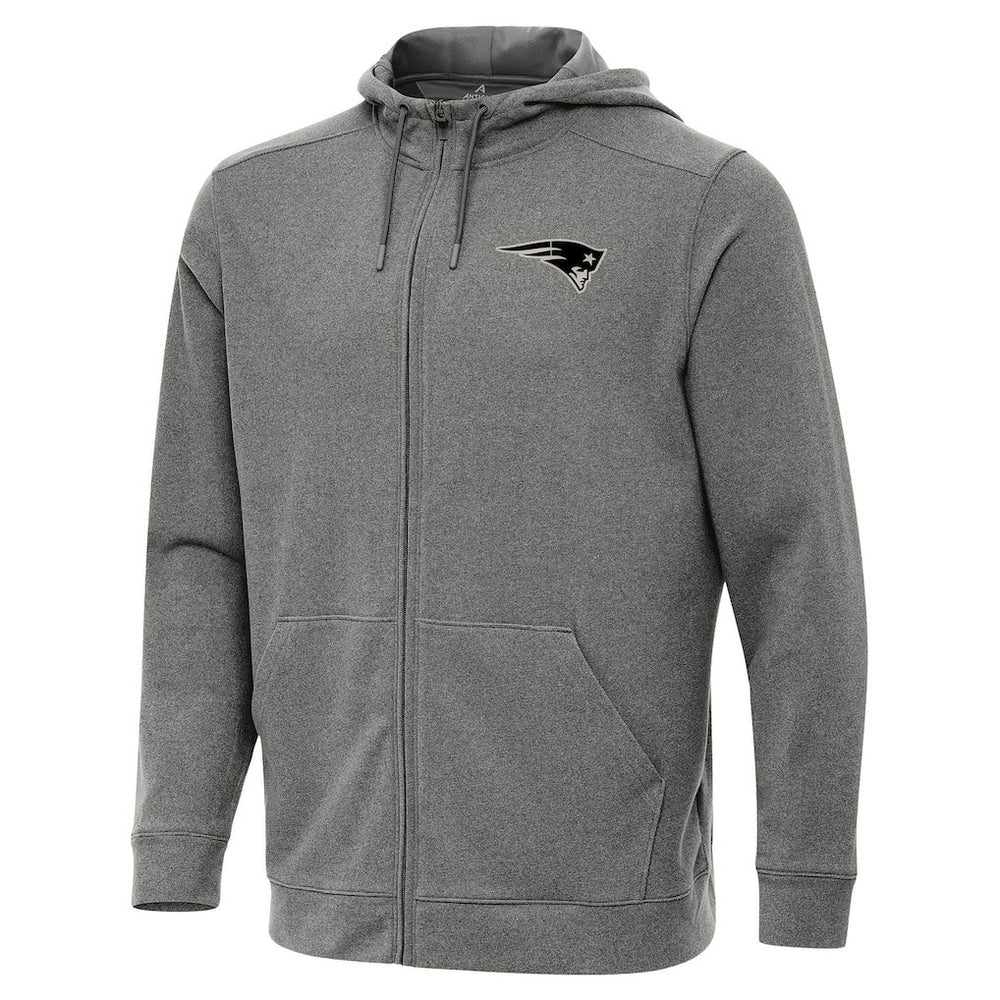 New England Patriots Antigua Effortless Full-Zip Hoodie Jacket - Heather Black - NFL