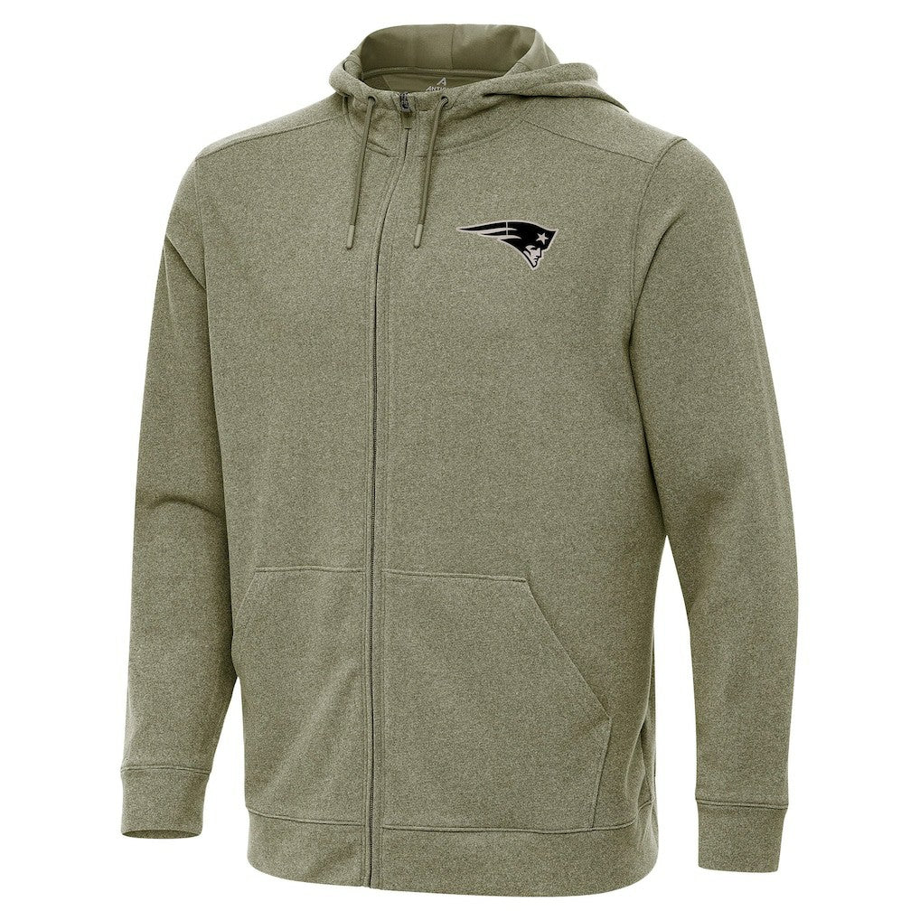 New England Patriots Antigua Effortless Full-Zip Hoodie Jacket - Olive - NFL